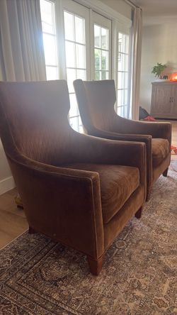 Pair of Brown Velvet Accent Chairs
