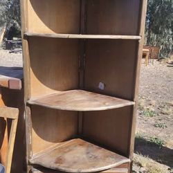 Vintage Wooden Corner Hutch 68" Tall 28"