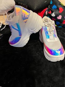 YRU Cosmic Matrixx Holographic Platform Sneakers Size 8