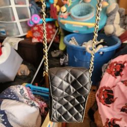 Michael Kors Black Leather Crossbody Phone Bag