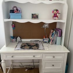 White Desk With Hutch 
