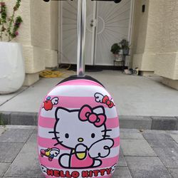 Hello Kitty Kids 18" Hardside Carry-On Scooter Suitcase – 2-in-1 Luggage