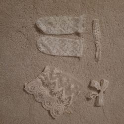 Baby lace bonnet, hair bAnd, and socks set