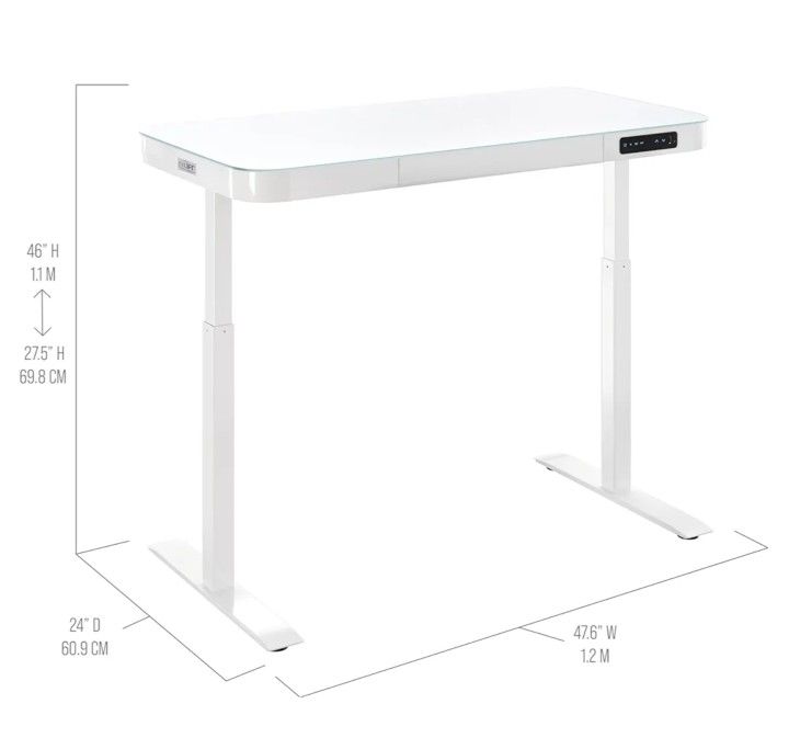 Seville Classics Standing Desk, Glass Top, dual Motors