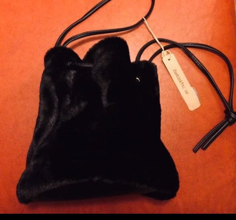 Black Fur Purse Handbag