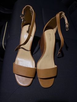 Michael Kors Tan Leather Ankle Strap Heels Size 8
