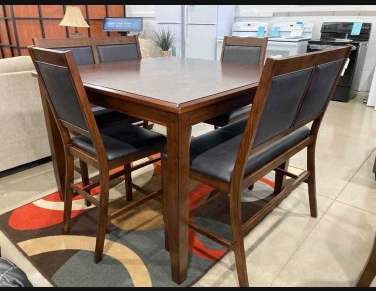 Black/ Brown Counter Height Kitchen Table and Bar Stools ✅ In Stock ➡️ Available Delivery 🚚 