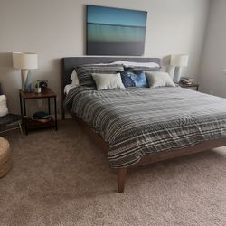 king size air spring mattress and wood frame