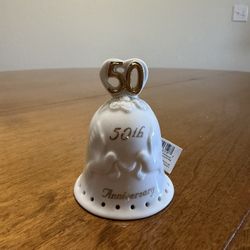 vintage Russ Berrie porcelain 50th Anniversary bell.  