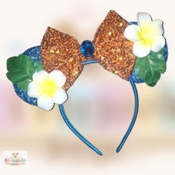 Minnie Mouse Moana Ears Headband Tropical Floral
