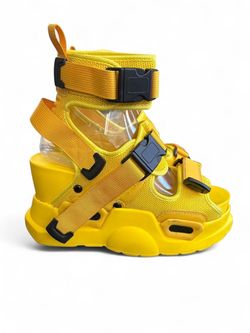 Yellow Platform Sandals with Buckle Straps