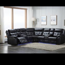 🔥✅LED Power Reclining Sectional Sofa With Cupholders TAKE HOME NO MONEY DOWN ON PAYMENTS