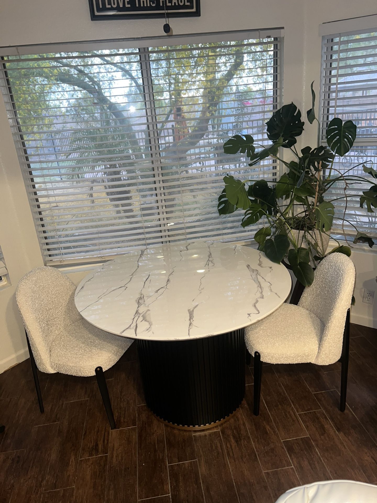 Dining Table And Chairs Modern Metal Base Marble Type Solid Top