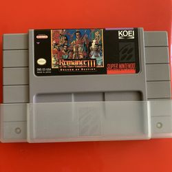 Original Romance III of the Three Kindoms Super Nintendo Game Cartridge