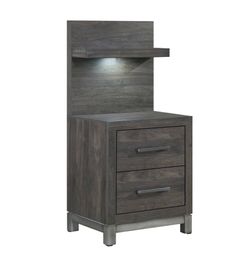 Nightstand With Wall Panel And Built-In LED