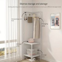 Corner Coat Rack Clothes Rack Floor Coat Rack 2 Layers 2 In 1 Corner Coat Rack, Bedroom Storage Rack