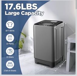 YASHE 17.6 lbs Portable Washing Machine, Full Automatic Compact Washer with Drain Pump