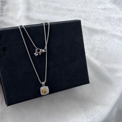  Sterling Silver Necklace Citrine And Diamond 