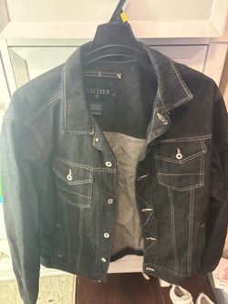 Vintage NAUTICA ANCHOR Black Denim Jean Trucker Jacket Men's Size Large NEW