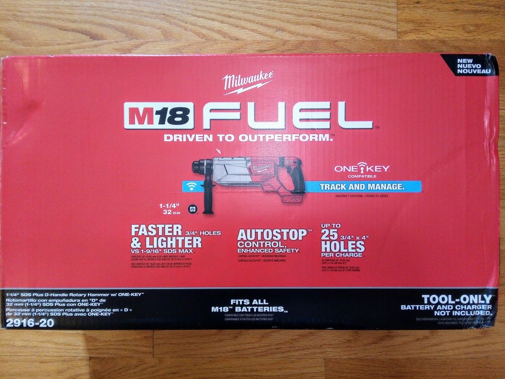 Milwaukee M18 Fuel 1-1/4 Inch SDS Plus D Handle Rotary Hammer w/ONE-Key