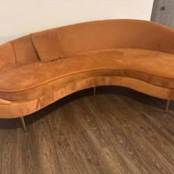 Sofa - Modern 83 Inch Curved Orange Couch
