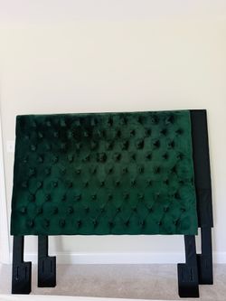 2 Queen size Forest Green Tufted Headboards and Ottoman
