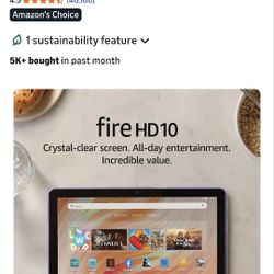 Visit the Amazon Fire Tablets Store
Amazon Fire HD 10 tablet (newest model) built for relaxation, 10.1" vibrant Full HD screen, octa-core processor, 3