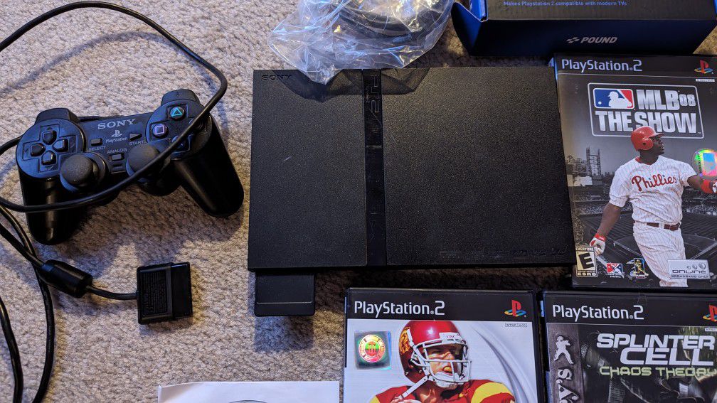 PS2 Slim In Great Shape With HDMI Adapter 