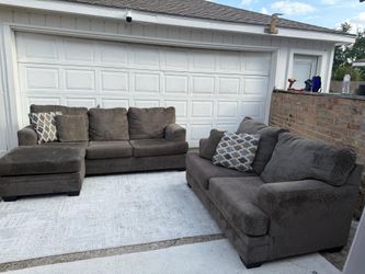Sectional and loveseat