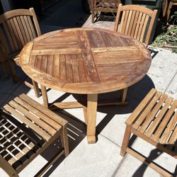 Ventana Brand Teak Table And 4 Teakman Brand Teak Chairs  Located in concord Recently cleaned and oiled Teak wood is heavy and sturdy No damages whats