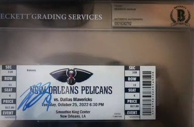 Brandon Ingram Signed Ticket Pelicans Dallas Lakers Beckett Coa Slabbed Bgs