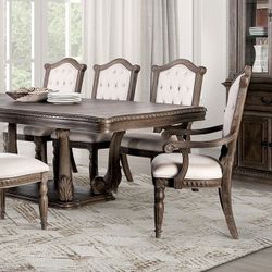 Weathered Oak Finish Wood Dining Set (7 Piece set - $1,795.00) (9 Piece Set - $2,150.00)