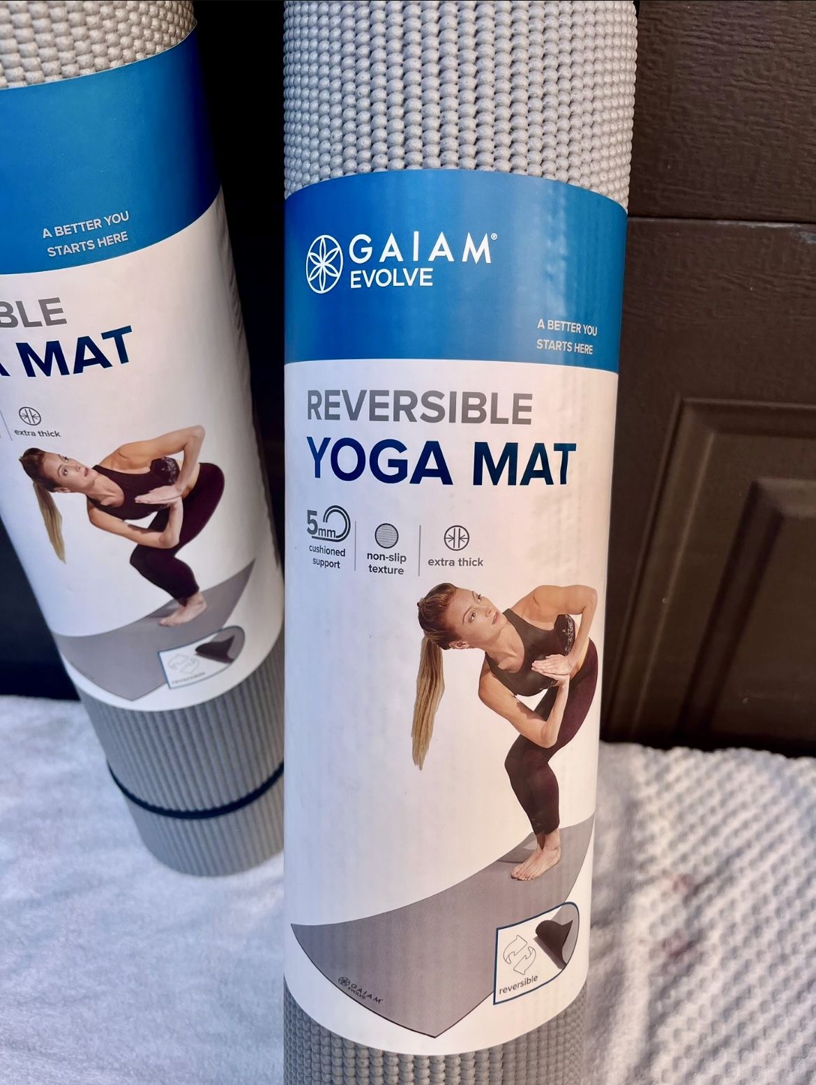 Gaiam-evolve • Black / Gray • Reversable Color Yoga Mat, Non Slip Exercise & Fitness Mat for All Types of Yoga, Pilates & Floor ExerciseRetails $32.99