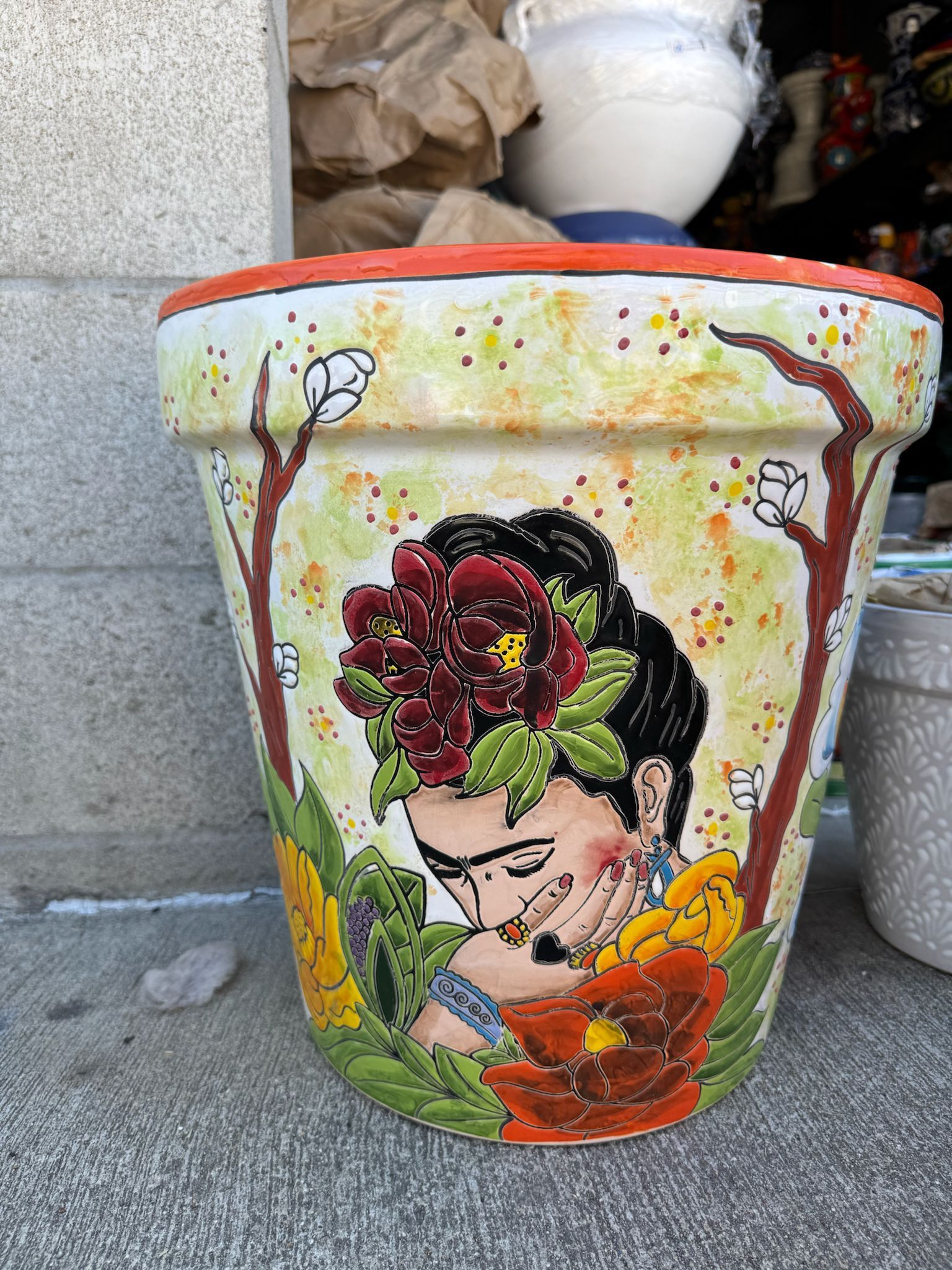 Talavera Planter Frida Kahlo Design 17x16 $100ea