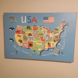 USA Kids Canvas Map