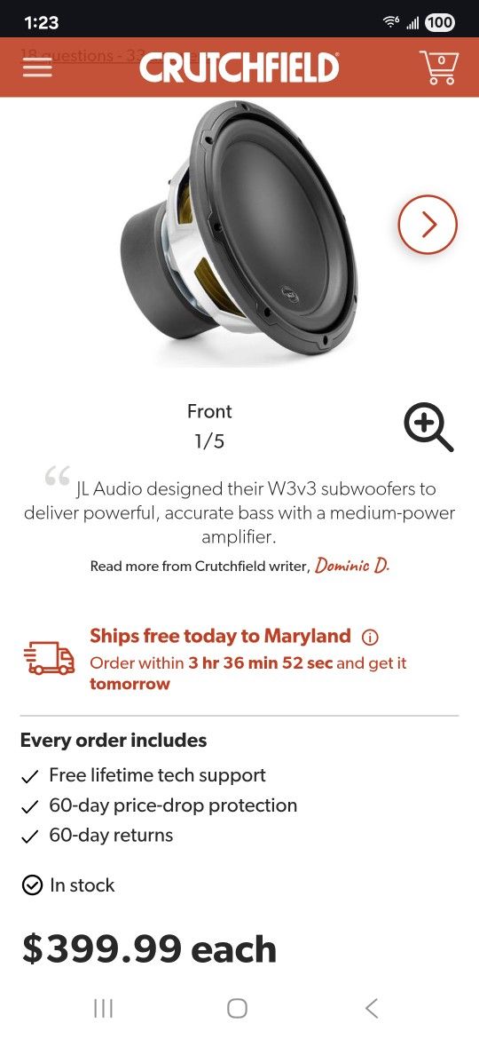 Jl Audio W3 COMPETITION SUBWOOFER
