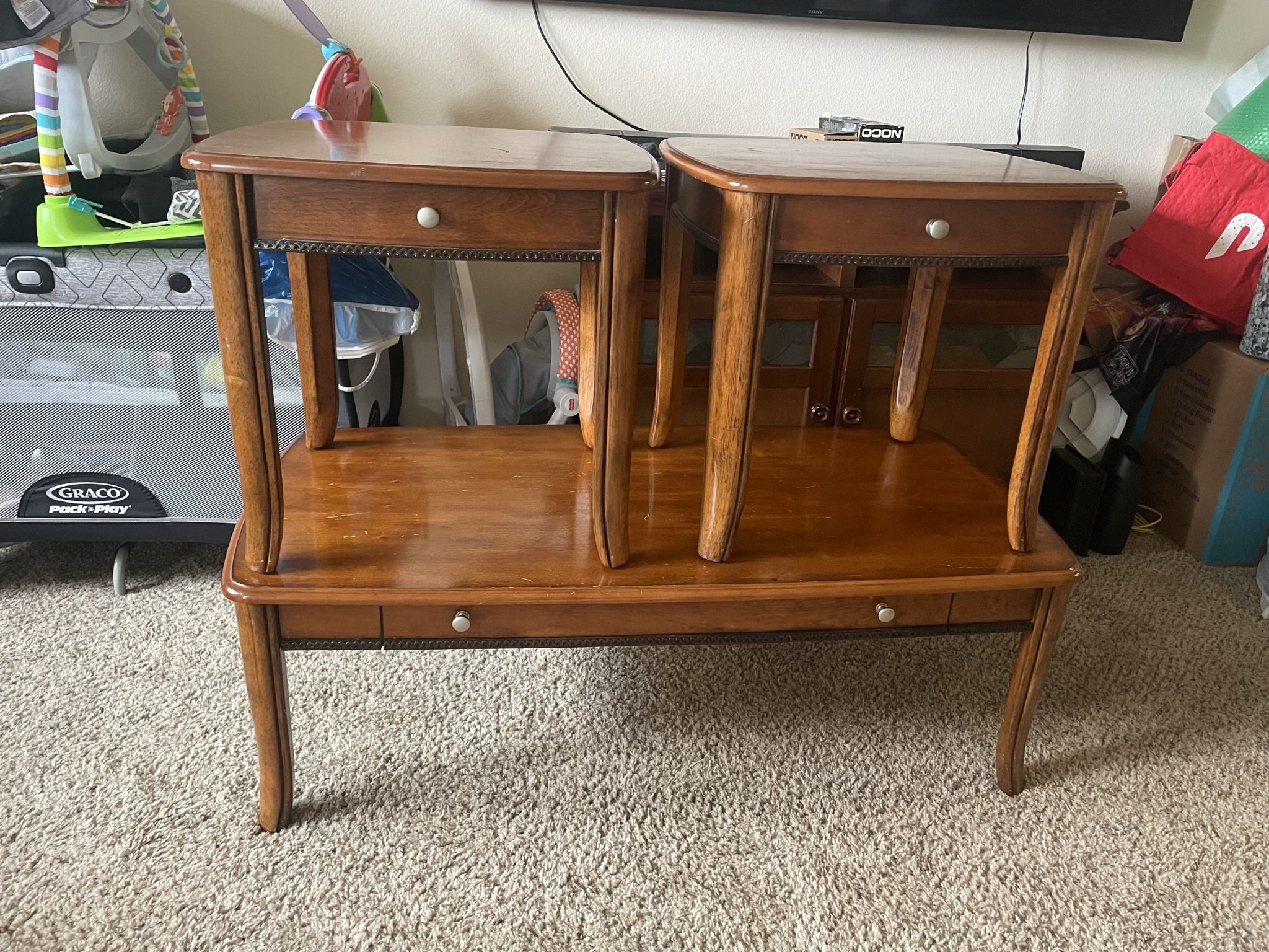 Wood Coffee Table Set