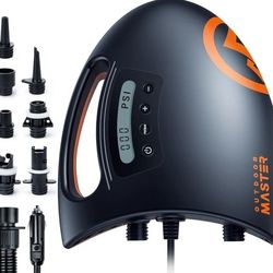 OutdoorMaster 20PSI High Pressure SUP Air Pump Shark - Intelligent Dual Stage Inflation & Auto-Off & Deflation, 12V DC Car Connector, for Inflatable S