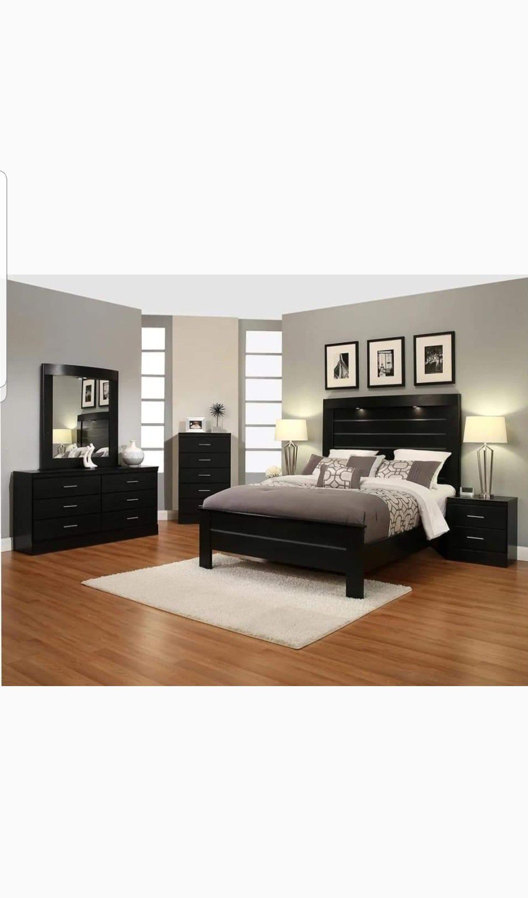 BRAND NEW 4 PC QUEEN SIZE BEDROOM SET BED DRESSER MIRROR NIGHTSTAND NEW FURNITURE ADD MATTRESS AVAILABLE USA MEXICO FURNITURE