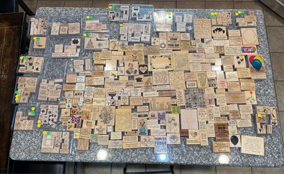 HUGE LOT Wood block Rubber Stamps