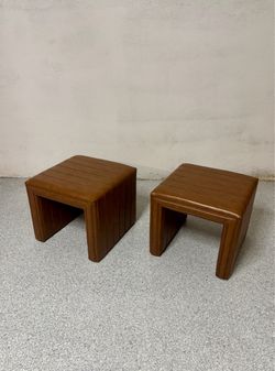 Brown Channel-Tufted Waterfall Ottomans / Footstools