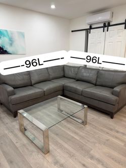 Sectional Gray Leather Ethan Allen Couch FREE DELIVERY