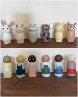 BUNDLE DEAL Animals & People Wooden Peg Doll