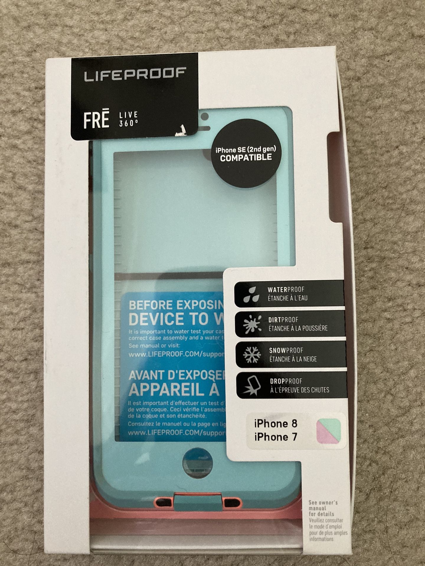 NIB Lifeproof Fre Live 360 iPhone SE 7 8 Phone Case Protector