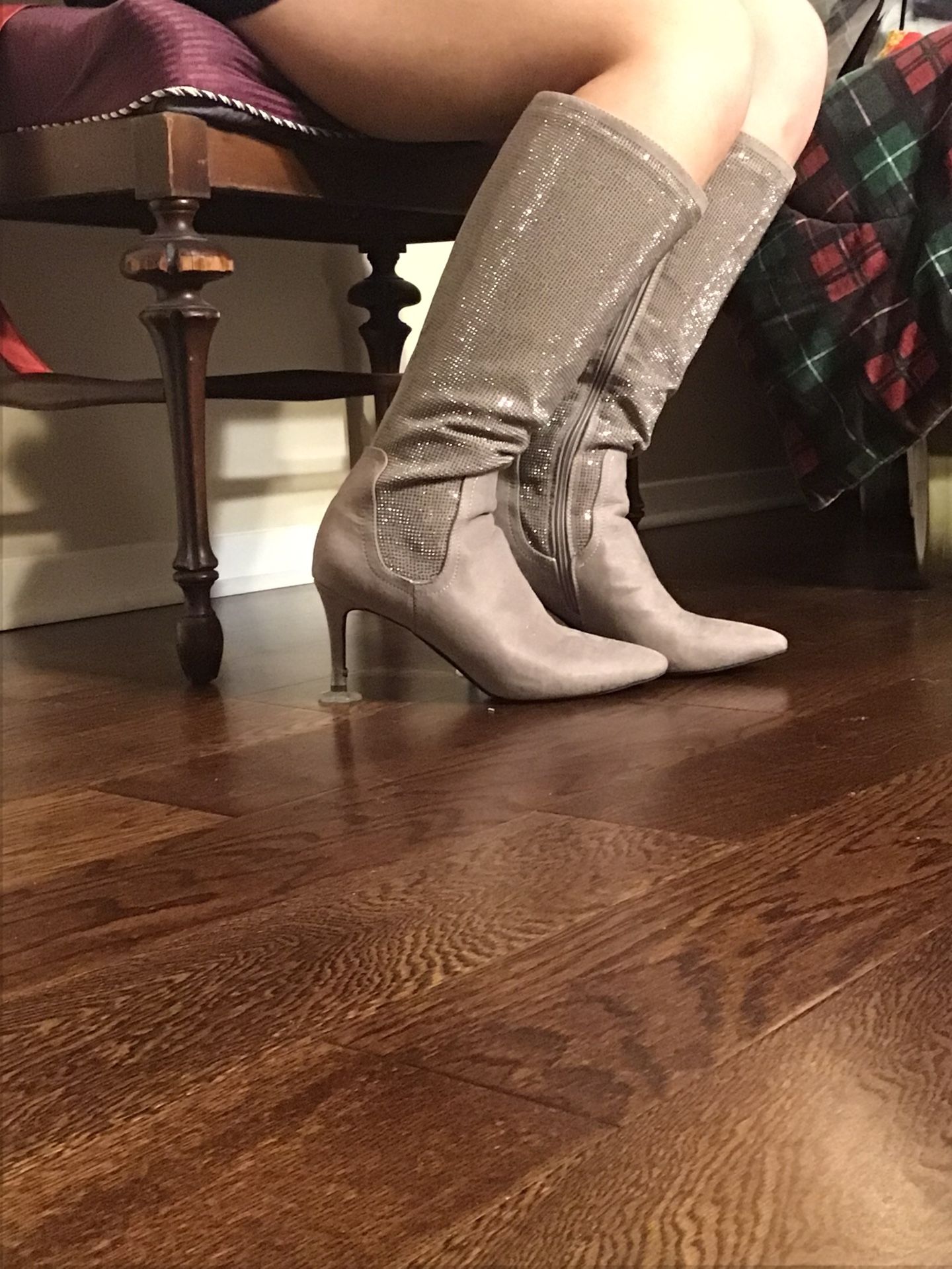 Light Grey With Shiny Shaft Ladies Boots