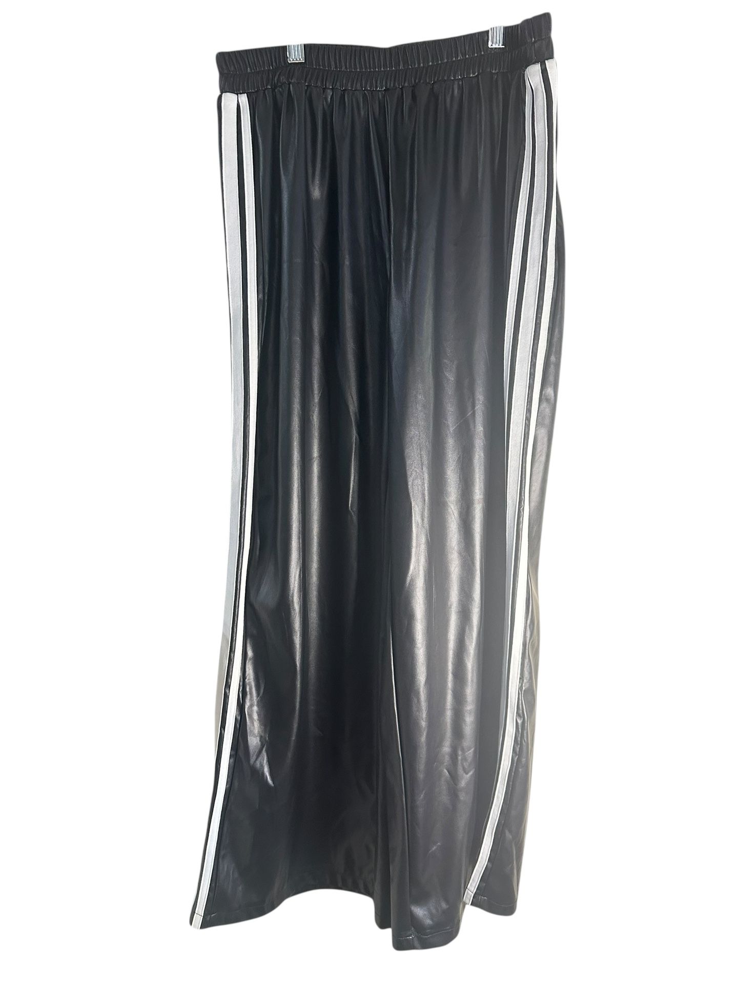Black Faux Leather Track Pants, Faux Leather, Approx Medium See measurements