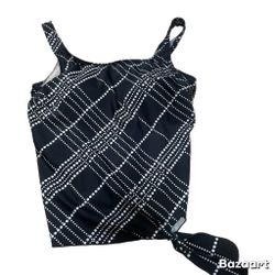 SZ 10 tankini bathing suit top Plaid Side Tie With Built In Bra by LE COVE
