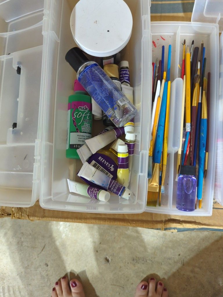 Acrylic Paints And Brushes