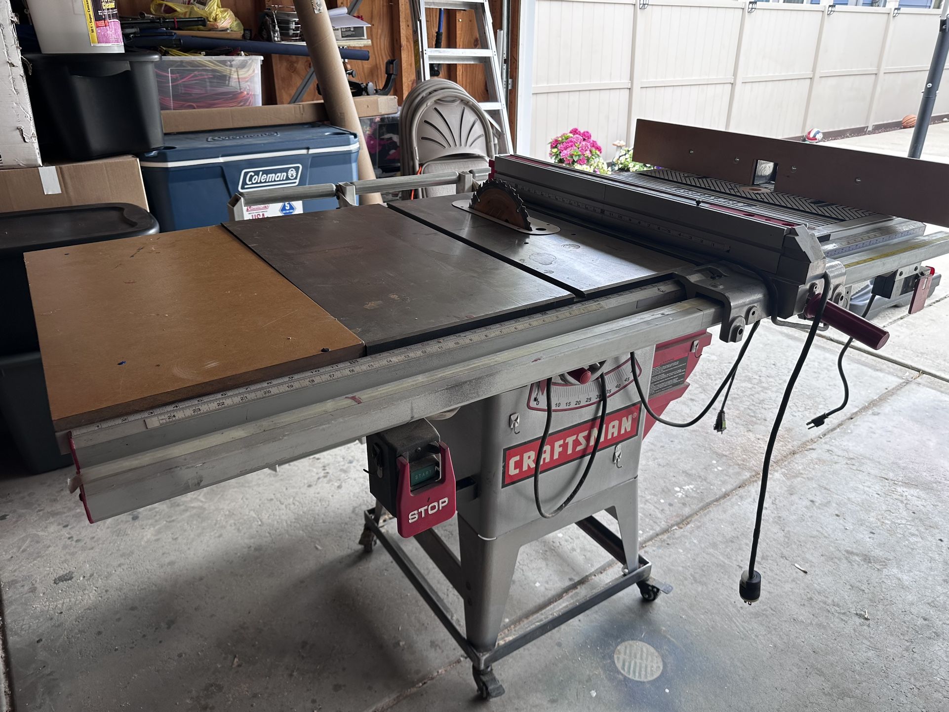 Table saw Craftsman with roller table