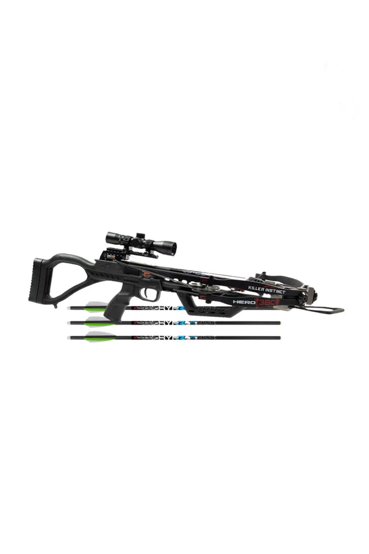 Hero 380 Aluminum Comfortable Crossbow Package (Black), With Carrying Case Cocking Handle, New in Box